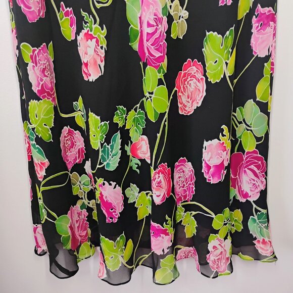 Spenser Jeremy Silk Midi Skirt Womens Plus 16 Rose Floral Romantic Whimsigoth - Picture 3 of 10